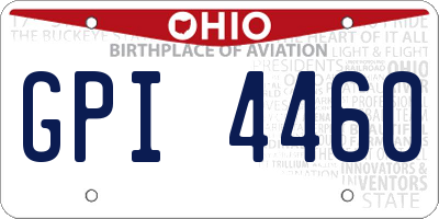 OH license plate GPI4460