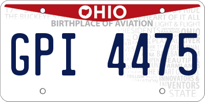 OH license plate GPI4475