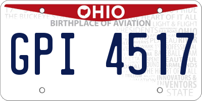 OH license plate GPI4517