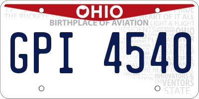 OH license plate GPI4540