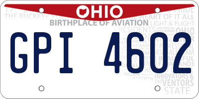 OH license plate GPI4602