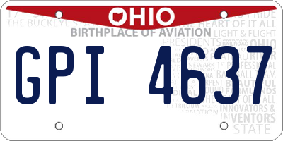 OH license plate GPI4637
