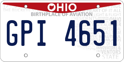 OH license plate GPI4651