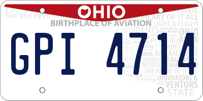 OH license plate GPI4714