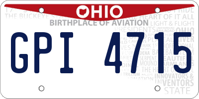 OH license plate GPI4715