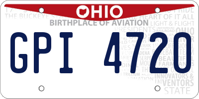 OH license plate GPI4720