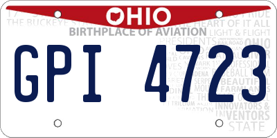 OH license plate GPI4723