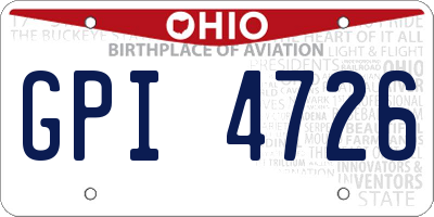 OH license plate GPI4726