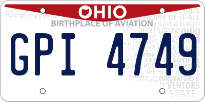OH license plate GPI4749