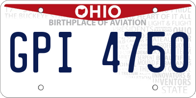 OH license plate GPI4750
