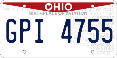 OH license plate GPI4755