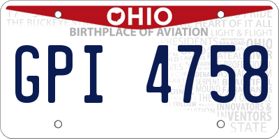 OH license plate GPI4758
