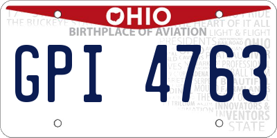 OH license plate GPI4763