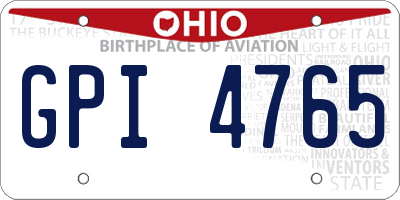 OH license plate GPI4765
