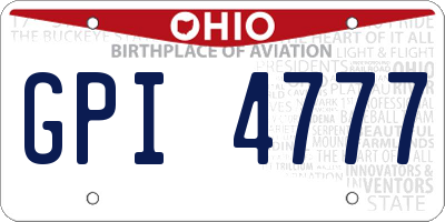 OH license plate GPI4777