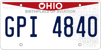 OH license plate GPI4840
