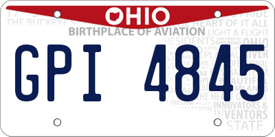 OH license plate GPI4845