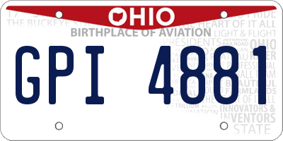 OH license plate GPI4881
