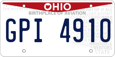 OH license plate GPI4910