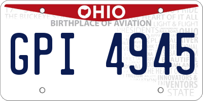 OH license plate GPI4945