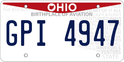 OH license plate GPI4947