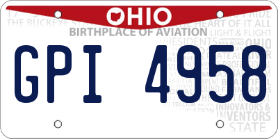 OH license plate GPI4958