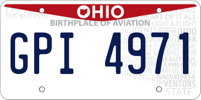 OH license plate GPI4971