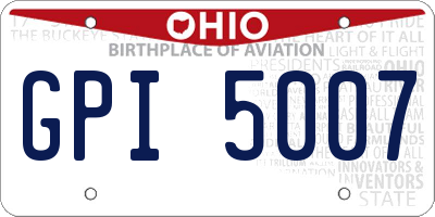 OH license plate GPI5007
