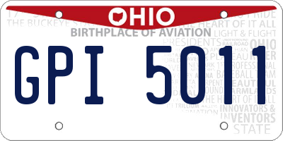 OH license plate GPI5011