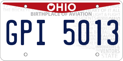 OH license plate GPI5013