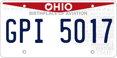 OH license plate GPI5017
