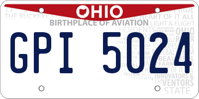 OH license plate GPI5024