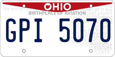 OH license plate GPI5070