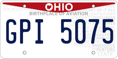 OH license plate GPI5075