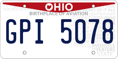 OH license plate GPI5078