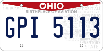 OH license plate GPI5113