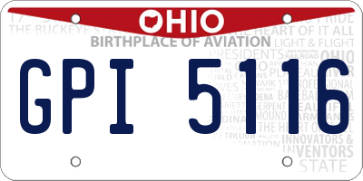 OH license plate GPI5116