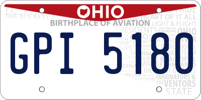 OH license plate GPI5180