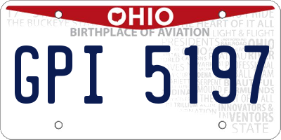 OH license plate GPI5197