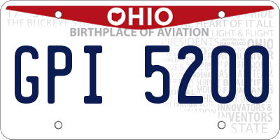OH license plate GPI5200