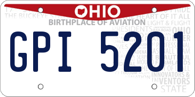 OH license plate GPI5201