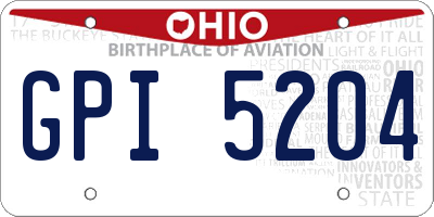 OH license plate GPI5204