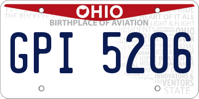 OH license plate GPI5206
