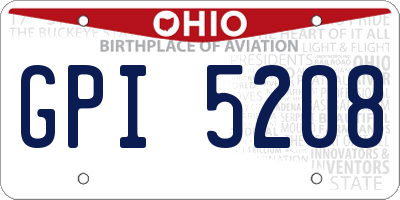 OH license plate GPI5208