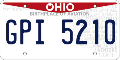 OH license plate GPI5210