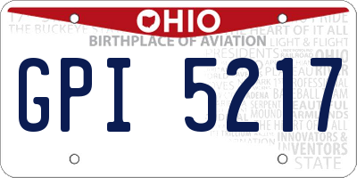 OH license plate GPI5217