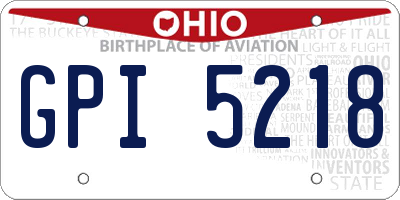 OH license plate GPI5218