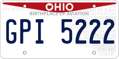 OH license plate GPI5222