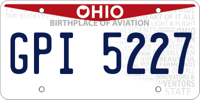 OH license plate GPI5227