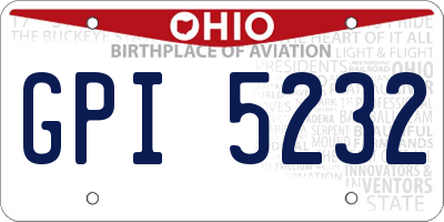 OH license plate GPI5232